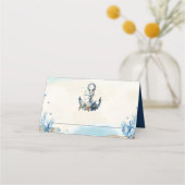 Chic Nautical Anchor Beach Moderne Hochzeit Platzkarte (Vorderseite)