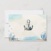 Chic Nautical Anchor Beach Moderne Hochzeit RSVP Karte (Rückseite)