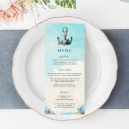 Chic Nautical Anchor Beach Seashore Wedding Menü Programm