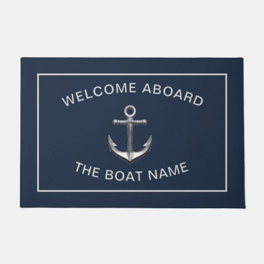 Chic Nautical Anchor Boat Navy Personalisiert Fußmatte (Vorderseite)
