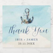 Chic Nautical Anchor Modern Beach Wedding Bierflaschenetikett (Einzelnes Label)