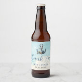 Chic Nautical Anchor Modern Beach Wedding Bierflaschenetikett (Vorderseite)