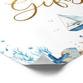 Chic Nautical Baby Dusche Blue Gold Cards & Gesche Poster (Ecke)