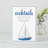 Chic Nautical Blue Ship Cocktail Party Einladung (Stehend Vorderseite)