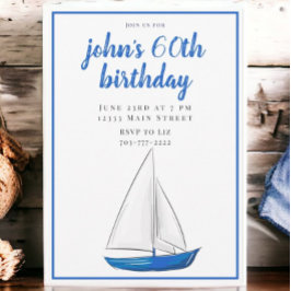 Chic Nautical Blue Ship Cocktail Party Einladung