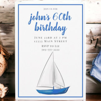 Chic Nautical Blue Ship Cocktail Party Einladung