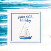 Chic Nautical Blue Ship Cocktail Party Serviette