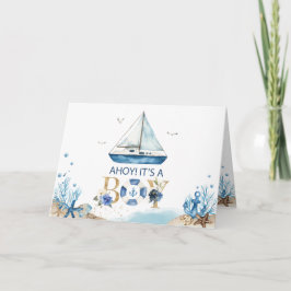 Chic Nautical Boat Ahoy Es ist eine Baby-Dusche Dankeskarte