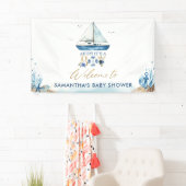 Chic Nautical Boy Baby Dusche Begrüßungsgrössen Banner (Insitu)