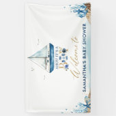 Chic Nautical Boy Baby Dusche Begrüßungsgrössen Banner (Vertikal)