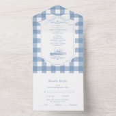 Chic Nautical Coquette Bow Wedding All In One Einladung (Innen Boden)