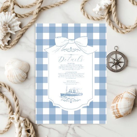 Chic Nautical Coquette Bow Wedding Begleitkarte