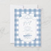 Chic Nautical Coquette Bow Wedding RSVP Karte (Vorderseite)