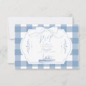 Chic Nautical Coquette Bow Wedding RSVP Karte (Vorderseite)