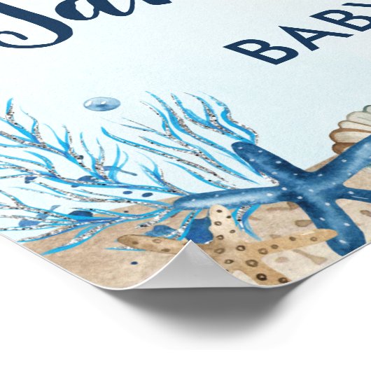 Chic Nautical Elephant Boy Baby Dusche Willkommen Poster (Ecke)