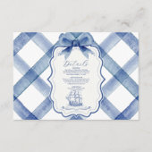 Chic Nautical Navy Blue Bow Wedding Begleitkarte (Vorderseite)