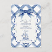 Chic Nautical Navy Blue Bow Wedding Begleitkarte (Vorderseite)