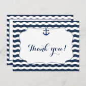 Chic Nautical Navy Waves Wedding Vielen Dank Postkarte (Vorne/Hinten)