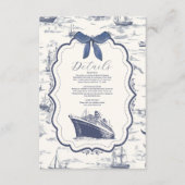 Chic Nautical Toile de Jouy Bow Wedding Begleitkarte (Vorderseite)