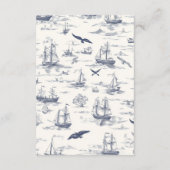Chic Nautical Toile de Jouy Bow Wedding Begleitkarte (Rückseite)