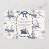 Chic Nautical Toile de Jouy Bow Wedding Begleitkarte (Vorderseite)