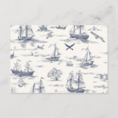 Chic Nautical Toile de Jouy Bow Wedding Begleitkarte (Rückseite)