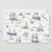 Chic Nautical Toile de Jouy Bow Wedding Save The Date (Rückseite)