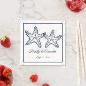 Chic Nautical Wedding Navy Blue Starfish Fun Fakte Serviette (Beispiel)
