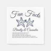 Chic Nautical Wedding Navy Blue Starfish Fun Fakte Serviette (Vorderseite)