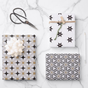 Chic Nautical White and Navy Blue Geschenkpapier Set