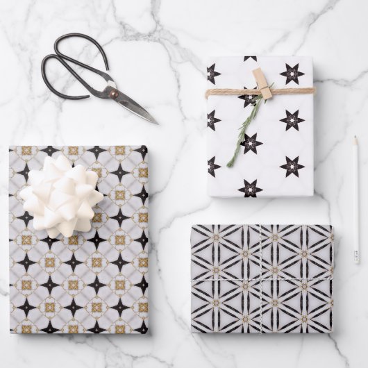 Chic Nautical White and Navy Blue Geschenkpapier Set (Vorderseite)