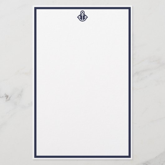 Chic Navy Anchor Stationery Briefpapier (Vorderseite)