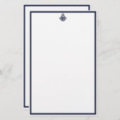 Chic Navy Anchor Stationery Briefpapier (Vorne/Hinten)