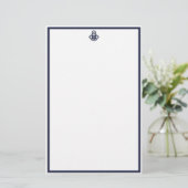 Chic Navy Anchor Stationery Briefpapier (Stehend Vorderseite)