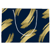 Chic Navy and Gold Foil Birthday Large Gift Bag Große Geschenktüte (Rückseite)