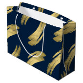 Chic Navy and Gold Foil Birthday Large Gift Bag Große Geschenktüte (Rückseite Schrägansicht)