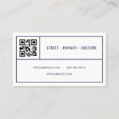 Chic Navy Beauty / Fashion QR Code Business Card Visitenkarte (Rückseite)