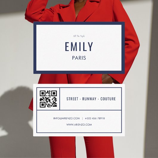 Chic Navy Beauty / Fashion QR Code Business Card Visitenkarte