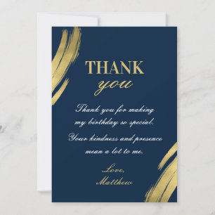 Chic Navy Blau Gold Elegantes Geburtstags- Einladung