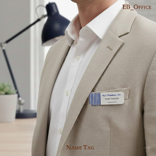 Chic Navy Blau & Weiße Streifen Boutique Executive Namensschild