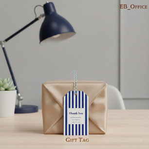 Chic Navy Blau & Weiße Streifen Business Dankeschö Geschenkanhänger