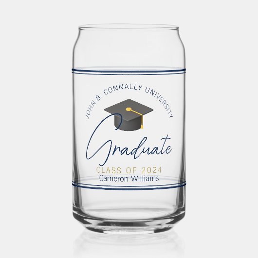 Chic Navy Blue Abschluss Keepake Geschenk Dosenglas (Vorderseite)