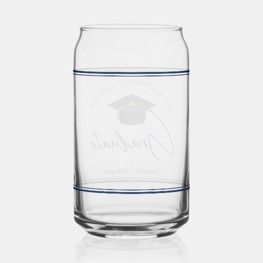 Chic Navy Blue Abschluss Keepake Geschenk Dosenglas (Rückseite)