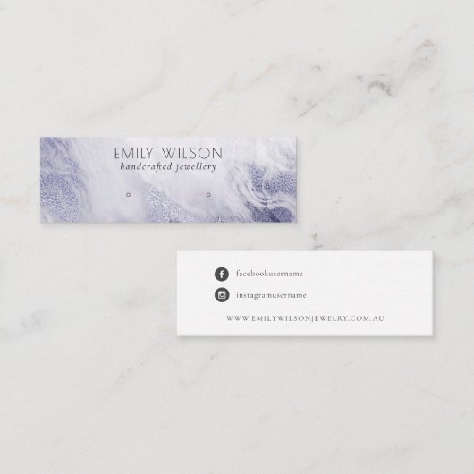 Chic Navy Blue Agate Marmorstuhl Earring Display Mini Visitenkarte (Vorne/Hinten)