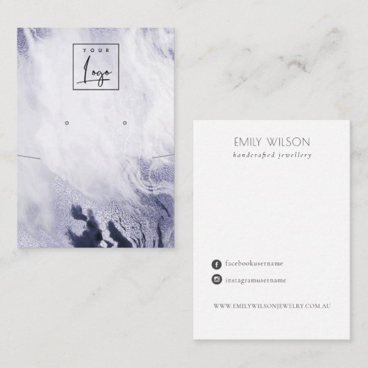 Chic Navy Blue Agate Necklace Logo-Display Visitenkarte (Vorne/Hinten)