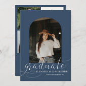 Chic Navy Blue Arch 5 Foto Collage Abschluss Ankündigung (Vorne/Hinten)