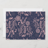 Chic Navy Blue Blush Pink Blumenmuster Hochzeit Dankeskarte (Rückseite)