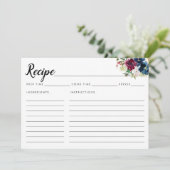 Chic Navy Blue Burgundy Floral Watercolor Rezept (Stehend Vorderseite)