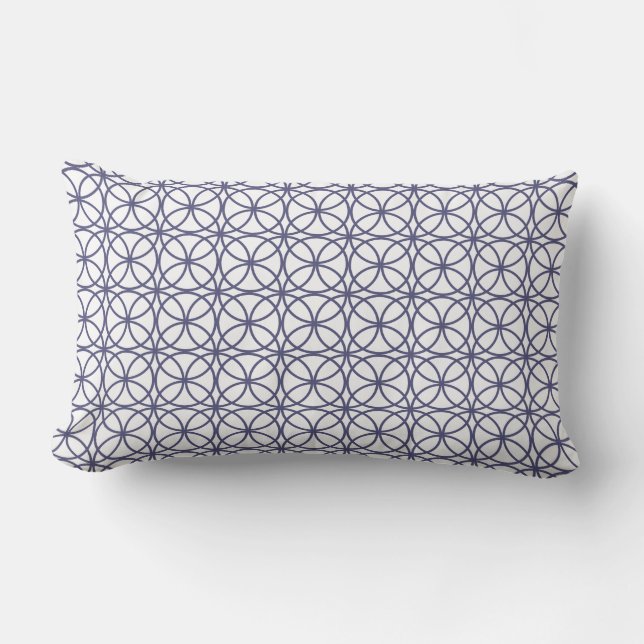 Chic Navy Blue Circle Geometric Muster Außenbereic Kissen Für Draußen (Vorderseite)