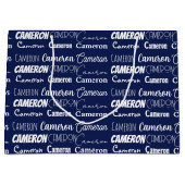 Chic Navy Blue Customized Birthday Große Geschenktüte (Vorderseite)